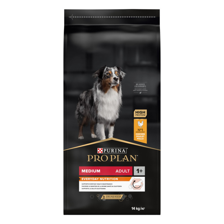 Сухой корм PRO PLAN Medium Adult 1+ Everyday Nutrition для взрослых собак средних пород с курицей 14 кг