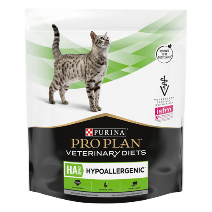 Сухой диетический корм PRO PLAN VETERINARY DIETS HA Hypoallergenic для взрослых кошек для снижения признаков ингредиентной и нутриентной непереносимости 325 г