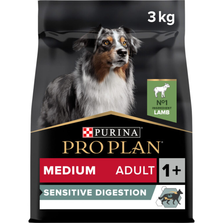 Сухой корм PRO PLAN Medium Adult 1+ Sensitive Digestion для взрослых собак средних пород с чувствительным пищеварением, с ягненком 3 кг