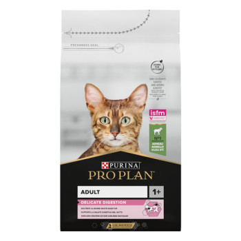 Сухой корм PRO PLAN Adult 1+ Delicate Digestion для взрослых кошек с чувствительным пищеварением и привередливых к пище с ягненком 1.5 кг