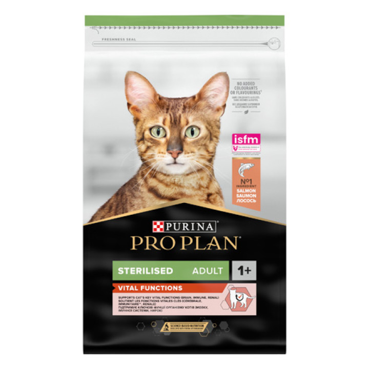 Сухой корм PRO PLAN Sterilised Adult 1+ Vital Functions для взрослых котов после стерилизации с лососем 10 кг