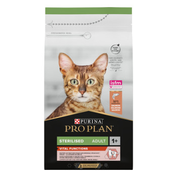 Сухой корм PRO PLAN Sterilised Adult 1+ Vital Functions для взрослых котов после стерилизации с лососем 1.5 кг