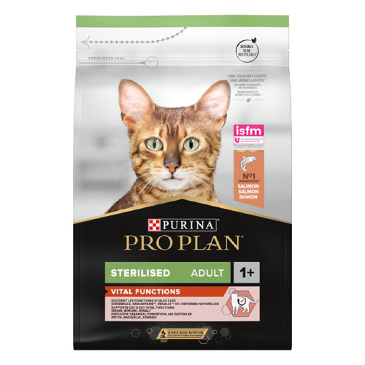 Сухой корм PRO PLAN Sterilised Adult 1+ Vital Functions для взрослых котов после стерилизации с лососем 3 кг