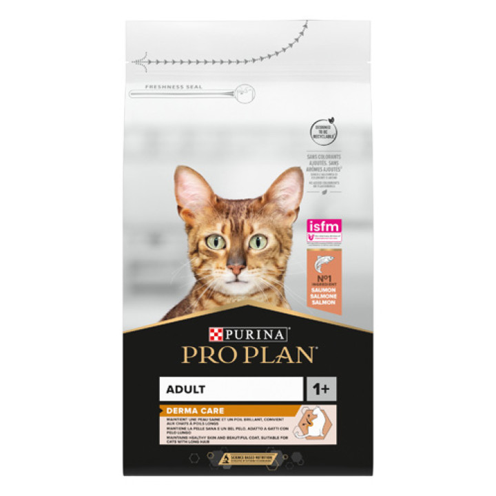 Сухой корм PRO PLAN Adult 1+ Derma Care для взрослых кошек для поддержания здоровья кожи и красоты шерсти с лососем 1.5 кг