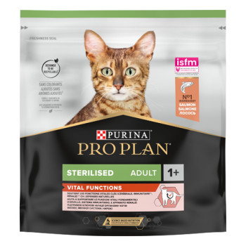 Сухой корм PRO PLAN Sterilised Adult 1+ Vital Functions для взрослых котов после стерилизации с лососем 400 г