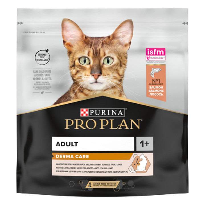 Сухий корм PRO PLAN Adult 1+ Derma Care для дорослих котів для підтримки здоров'я шкіри та краси шерсті з лососем 400 г