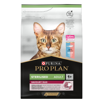 Сухой корм PRO PLAN Sterilised Adult 1+ Savoury Duo для взрослых кошек после стерилизации с треской и форелью 3 кг