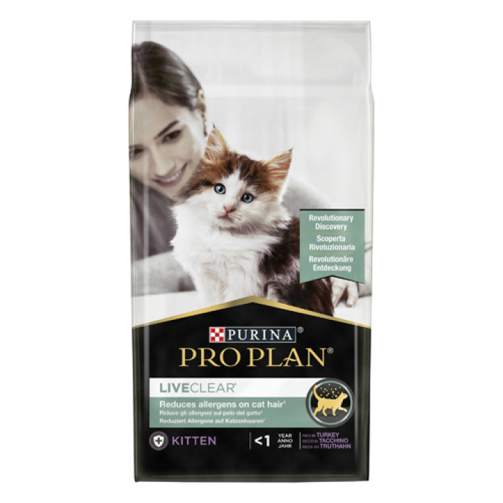 Сухий корм PRO PLAN LiveClear Kitten <1 для кошенят для зменшення алергенів на шерсті з індичкою 1.4 кг