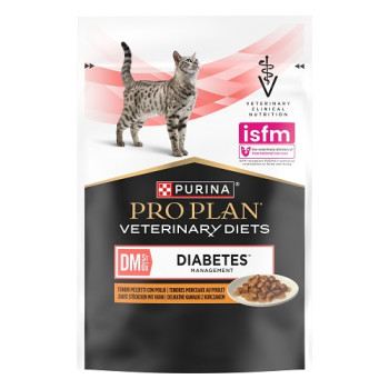 Влажный корм PRO PLAN VETERINARY DIETS DM ST/OX Diabetes Managment для взрослых кошек для регулирования поступления глюкозы (сахарный диабет) кусочки в подливке с курицей 85 г