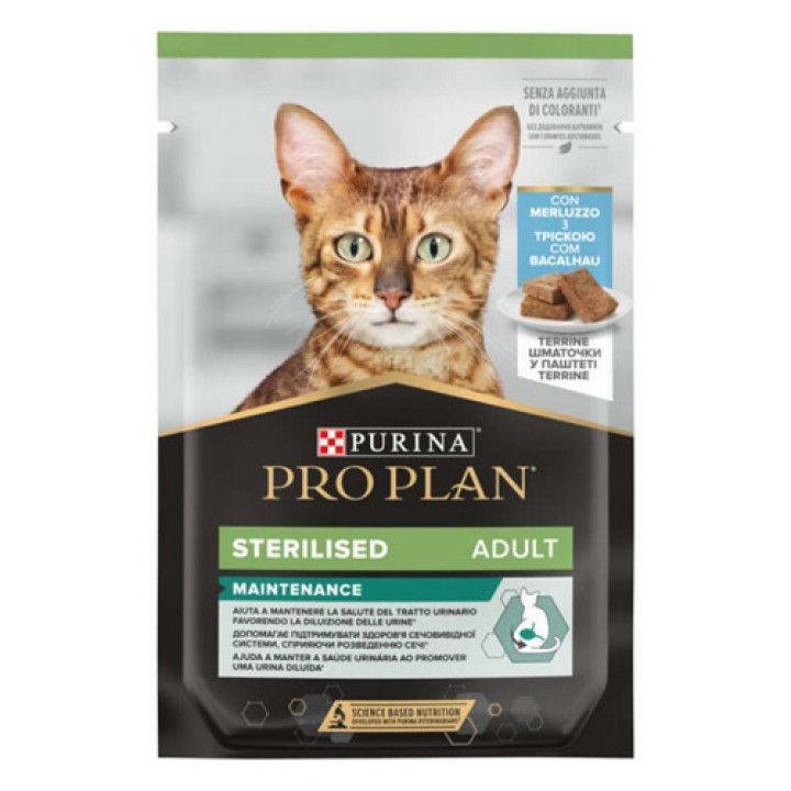 Влажный корм PRO PLAN Sterilised Nutrisavour для стерилизованных кошек, мусс с треской 75 г