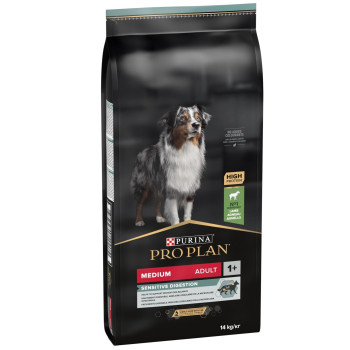 Сухой корм PRO PLAN Medium Adult 1+ Sensitive Digestion для взрослых собак средних пород с чувствительным пищеварением, с ягненком 14 кг