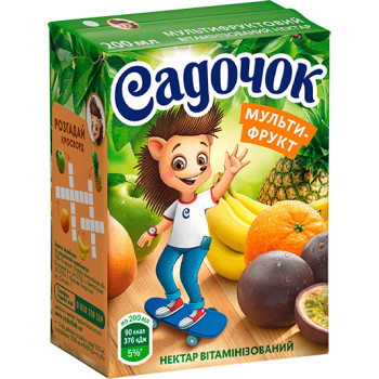 Нектар "Садочок" Мультифруктовий вітамінізований 200мл (4823063105255)