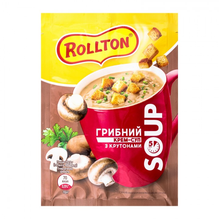 Крем-суп Rollton Грибной с крутонами 15,5 г (4820179254341)