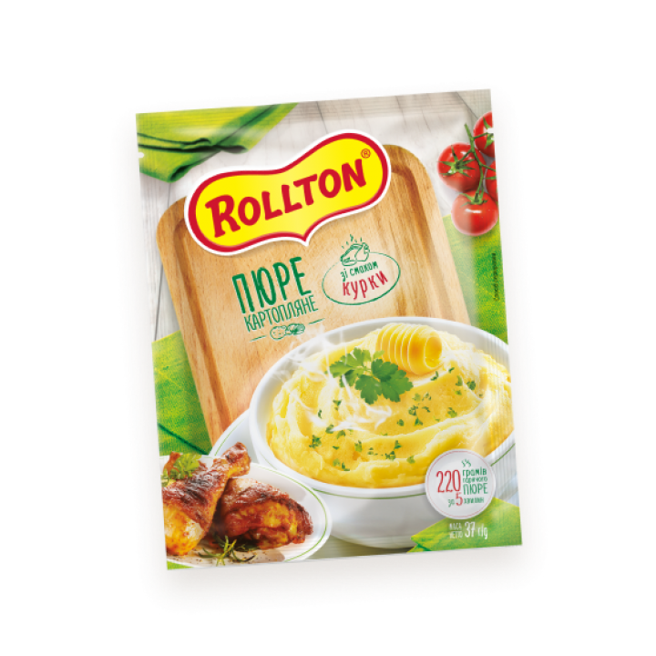 Пюре картопляне Rollton зі смаком курки (пакет) 40 г  (4820179254082)