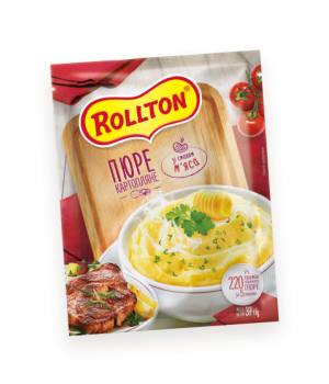 Пюре картопляне Rollton зі смаком м'яса (пакет) 40 г (4820179254075)