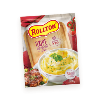 Пюре картопляне Rollton зі смаком м'яса (пакет) 40 г (4820179254075)