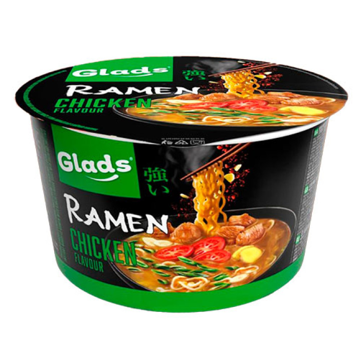 Локшина швидкого приготування GLADS Рамен зі смаком Курки 105 г (4820286440316)