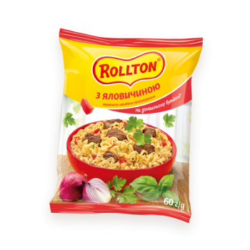Вермишель быстрого приготовления Rollton с говядиной на домашнем бульоне 60 г