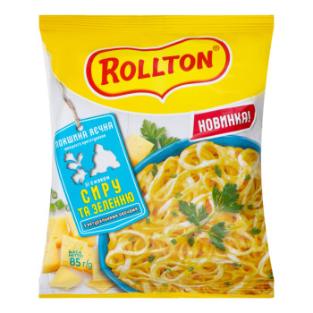 Лапша яичная быстрого приготовления Rollton по-домашнему со вкусом сыра и зеленью 85 г