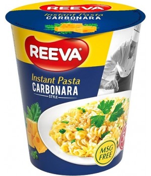 Вироби макаронні швидкого приготування Reeva Instant Pasta Карбонара склянка 70г (4820179257212)