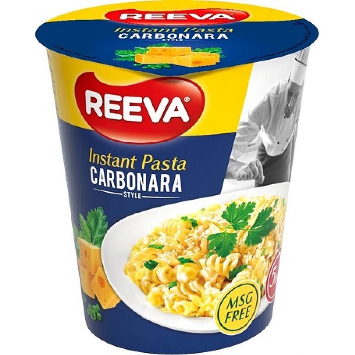 Вироби макаронні швидкого приготування Reeva Instant Pasta Карбонара склянка 70г (4820179257212)