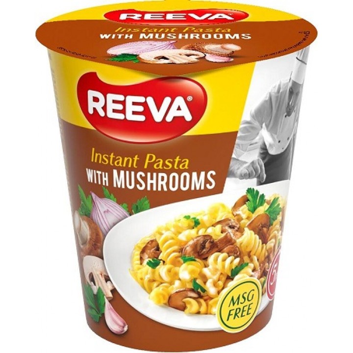 Вироби макаронні швидкого приготування Reeva Instant Pasta З грибами стакан 70г (4820179257229)