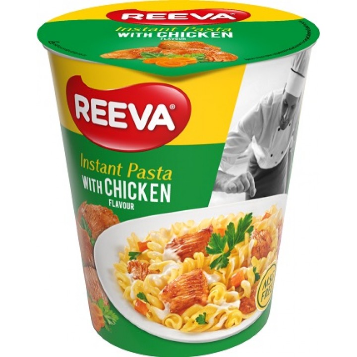 Вироби макаронні швидкого приготування Reeva Instant Pasta З куркою склянка 70г (4820179257243)