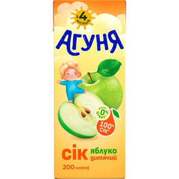 Сок Агуня яблочный Slim 0,2 л (4823063125994)