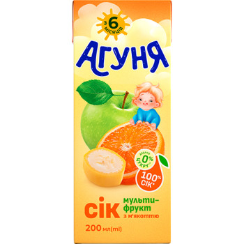 Сік Агуня мультифрукт із м'якоттю Slim 0,2 л (4823063125970)