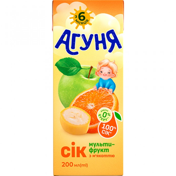 Сок Агуня мультифрукт с мякотью  Slim 0,2 л (4823063125970)