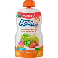 Яблучно-бананове ківі полуничне пюре для дитячого харчування Агуша, 90 г (4823063121361)