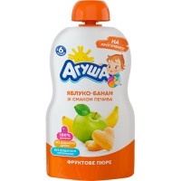 Яблучно-бананове пюре зі смаком печива для дитячого харчування Агуша, 90 г (4823063115988)