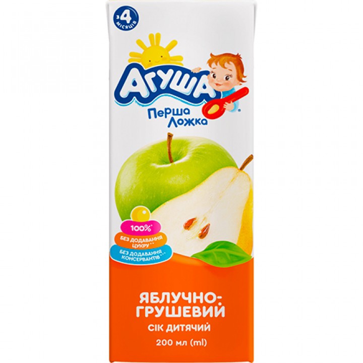 Сік Агуша яблучно-грушевий Slim 0,2 л (4823063110730)