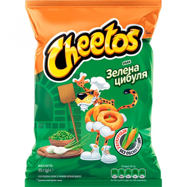 Снеки Cheetos кукурузные со вкусом зеленого лука 55 г (4823063125673)