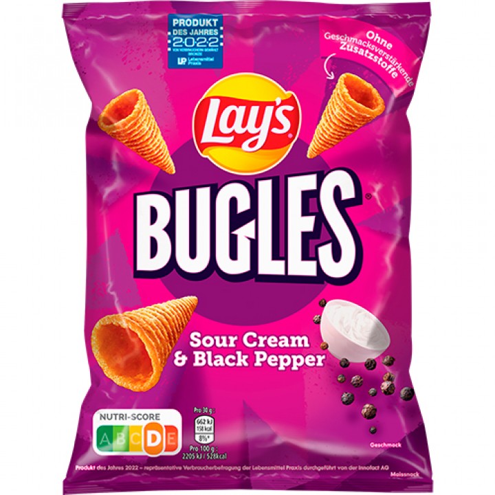 Чипсы кукурузные Lay's Bugles со вкусом сметаны и черного перца 95 г (4062139003556)