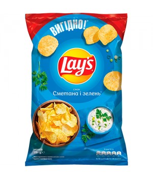 Чипсы картофельные Lay's со вкусом сметаны и зелени 170 г (4823063125277)