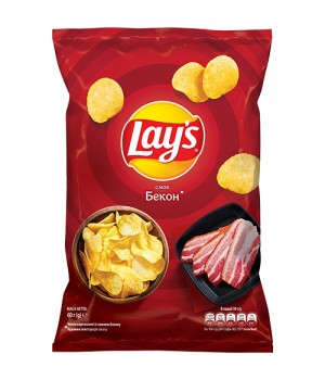 Чіпси картопляні Lay's рифлені зі смаком бекону 120 г (4823063125413)