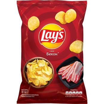 Чипсы картофельные Lay's рифленые со вкусом бекона 120 г (4823063125413)