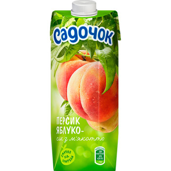 Сок Садочок Персиково-яблочный с мякотью 0,5 л (4823063126519)