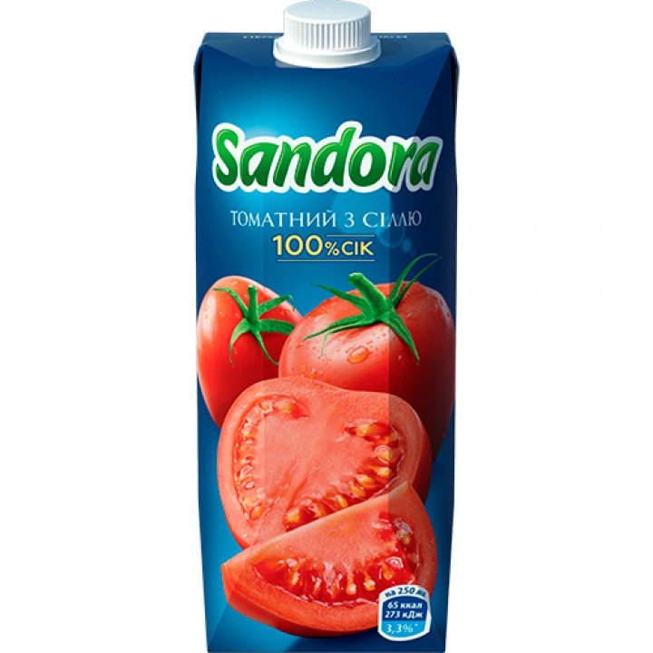 Сок Sandora томатный с мякостью 0,5 л (4823063125932)