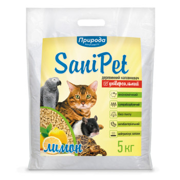 Sani Pet - наповнювач Сані Пет деревний універсальний з ароматом лимона 5 кг