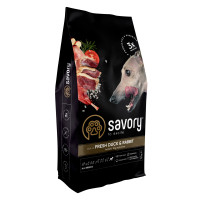 Savory Adult All Breeds Rich in Fresh Duck and Rabbit - корм Сейворі для дорослих собак усих порід зі свіжою качкою та кролем 12 кг (30181)