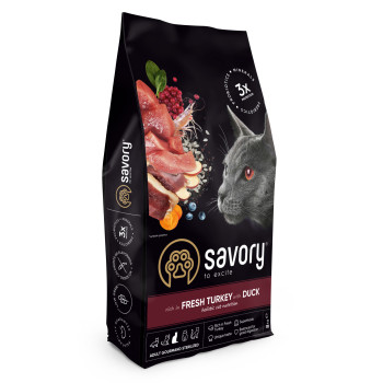 Savory Adult Cat Steril Fresh Turkey and Duck - сухой корм Сейвори для стерилизованных котов 8 кг