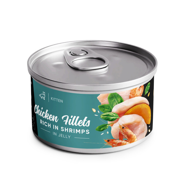 Влажный корм Savory Chicken Fillets rich in Shrimps in Jelly for Kittens куриное филе с креветками в желе для котят, 70 г