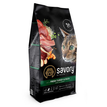 Savory Adult Cat Gourmand Fresh Turkey and Duck - корм Сейвори для котов гурманов со свежей индейкой и уткой 400 г (30044)