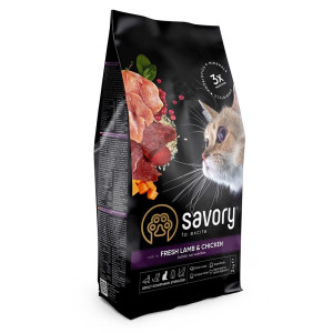 Savory Adult Cat Steril Fresh Lamb and Chicken - корм Сейворі для стерилізованих котів зі свіжим ягням та куркою 2 кг (30112)