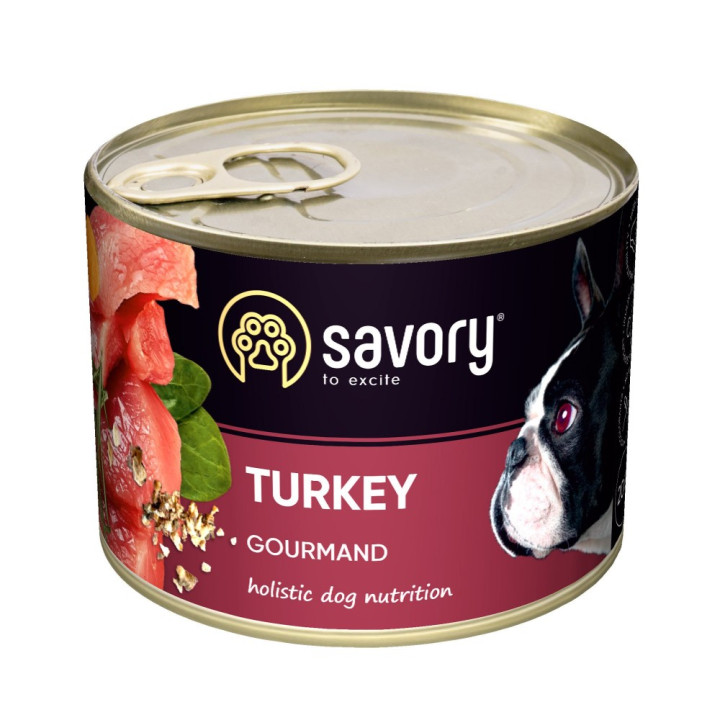 Savory Dog Gourmand - консервы Сейвори для собак всех пород с индейкой 200 г (30501)
