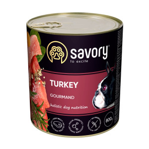 Savory Dog Gourmand - консервы Сейвори для собак всех пород с индейкой 800 г (30525)