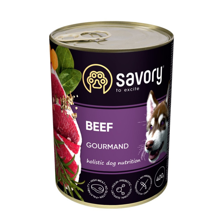 Savory Dog Gourmand - консервы Сейвори для собак всех пород с говядиной 400 г (30433)