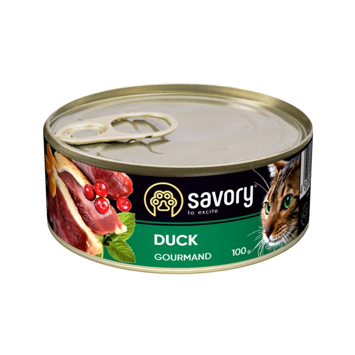 Savory Cat Can Adult Duck - консервы Сейвори для привередливых котов с уткой 100 г (30600)